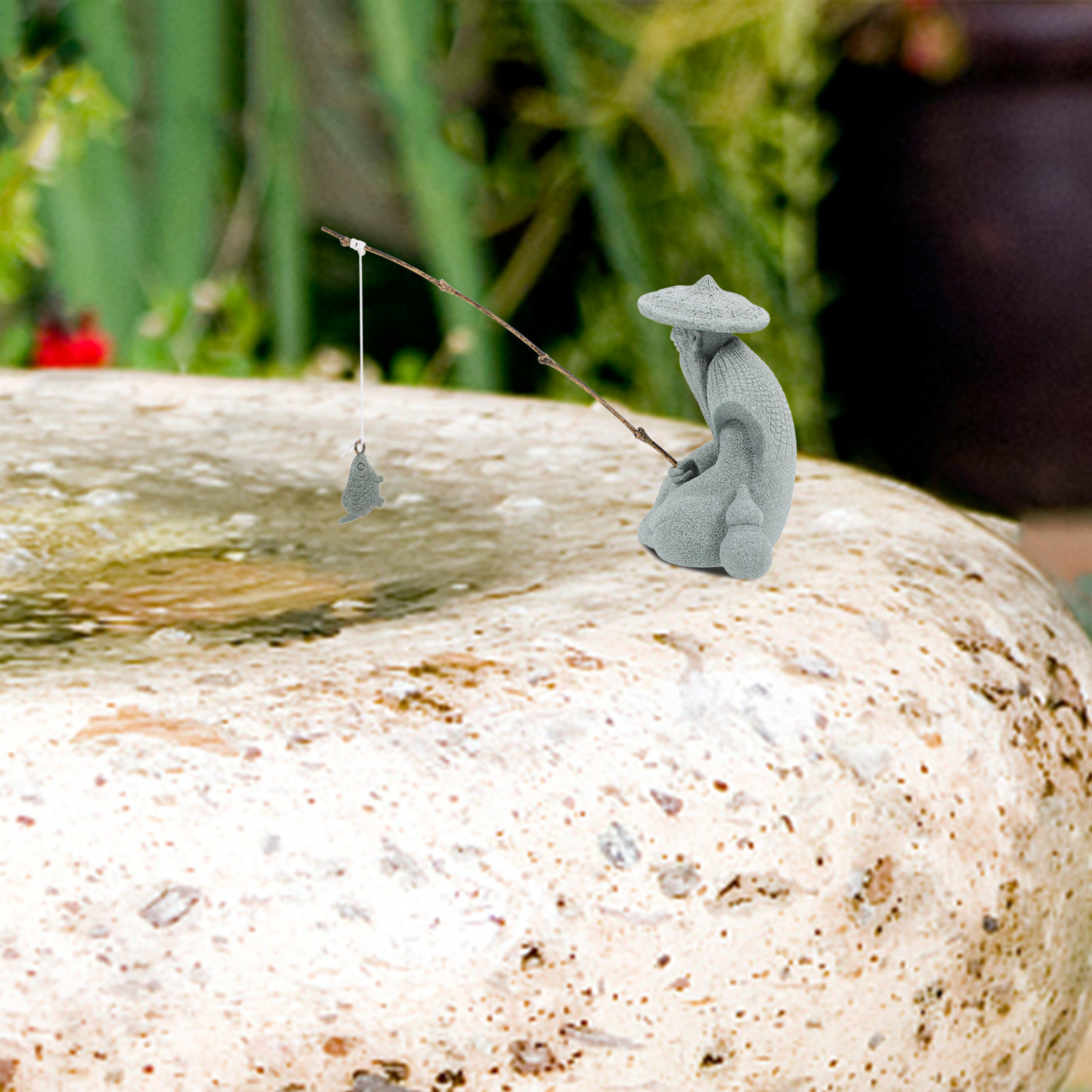 Aquarium Fish Japanese - Small Resin Fisherman Statue Asian Decor