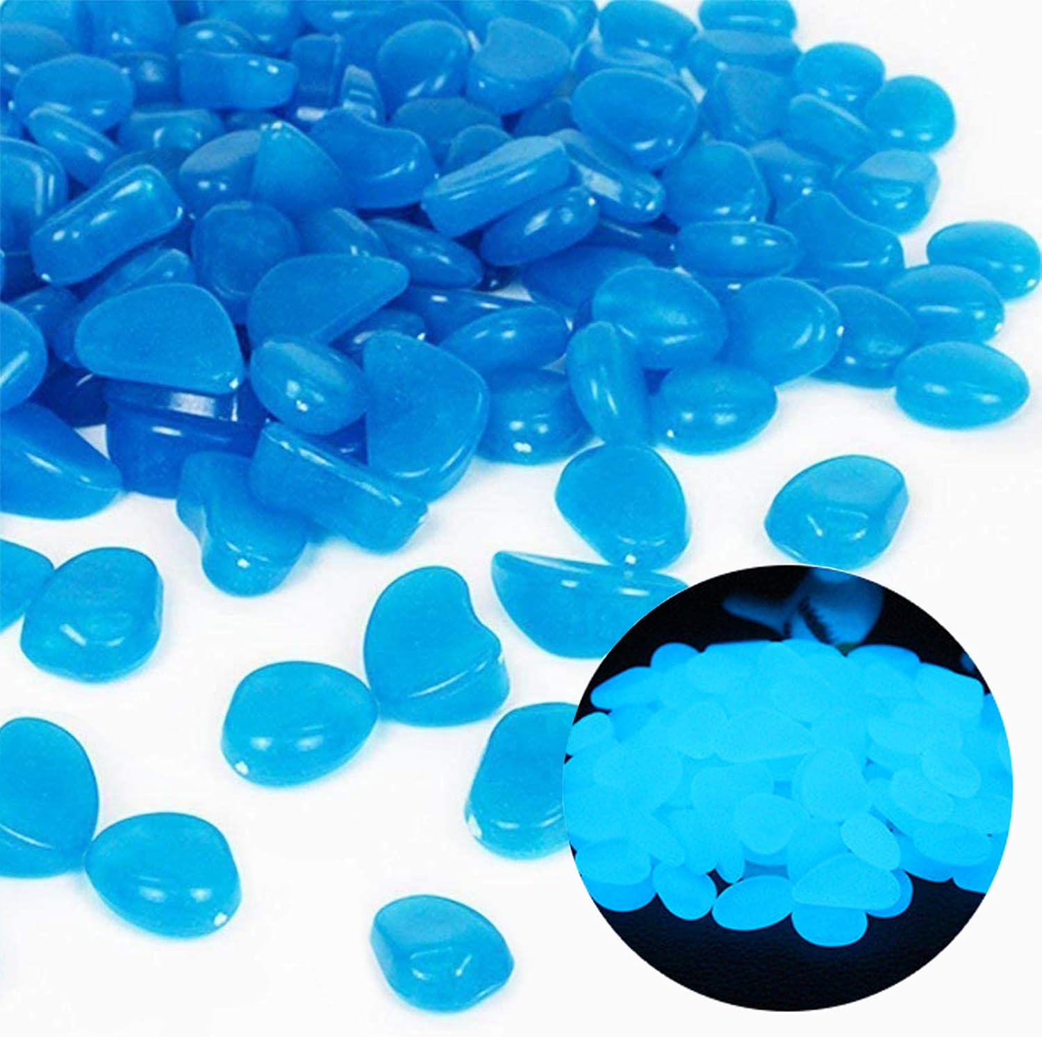 Aquarium Fish Types - Fish Tank Rocks Glow Blue Pebbles