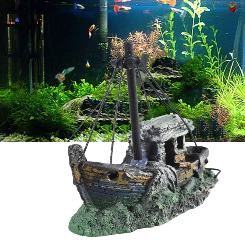 Aquarium Sunken Ship Decoratio - Aquarium Fish Games recension och pris